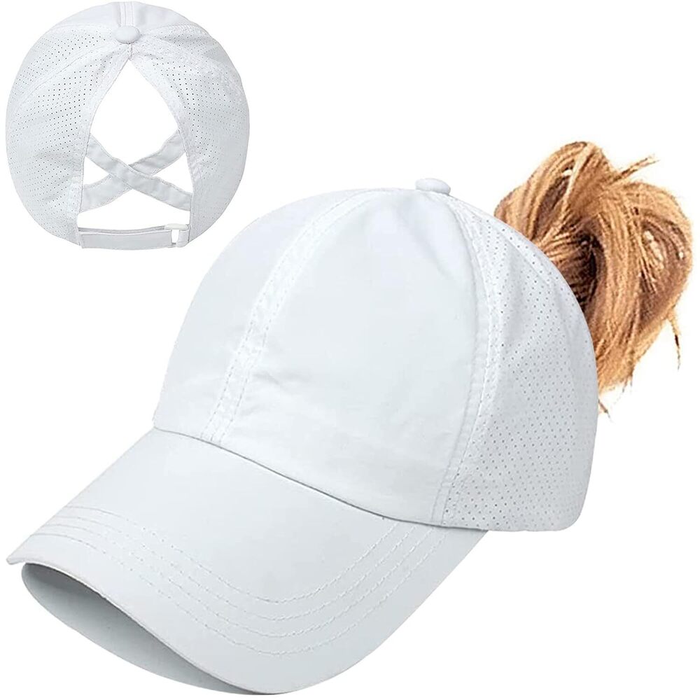 Womens Ponytail Hat Baseball Cap, Adjustable Criss Cross Baseball Cap High Bun
